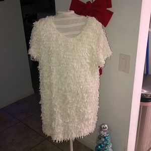 White Fluffy Dress - Large Size
